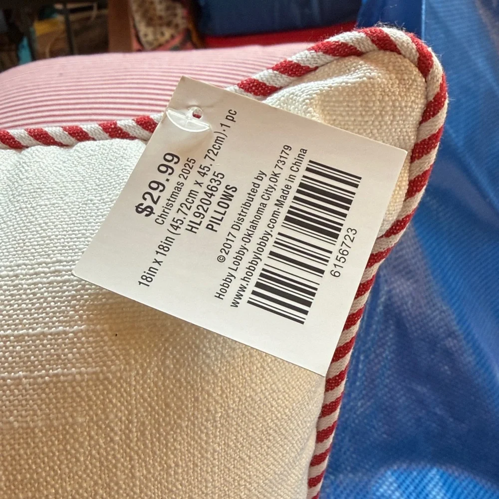 Merry Christmas Striped Pillow NWT
